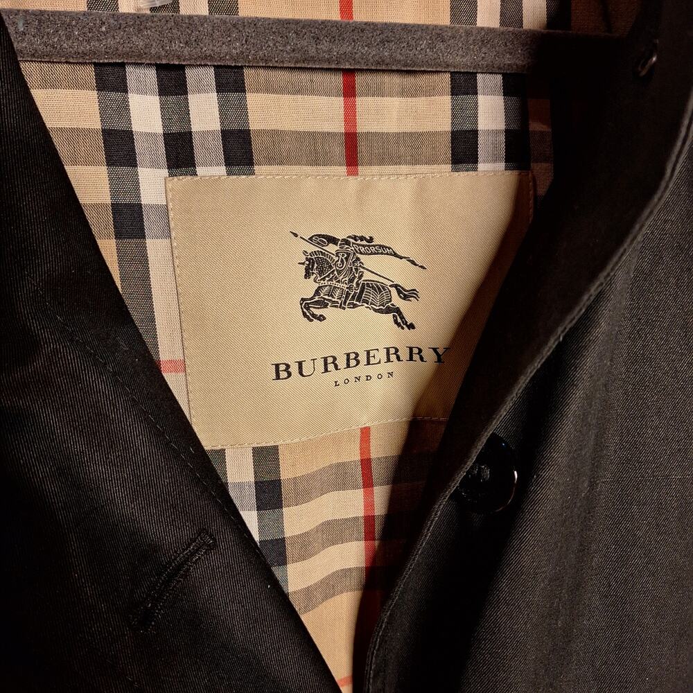 Burberry Carmen Trench coat Black canvas nova check plaid interior button down - Picture 10 of 16